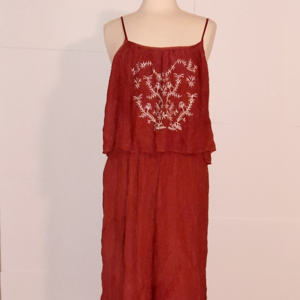 J Glee PXL Cropped Jumpsuit Burnt Red Sleeveless 9